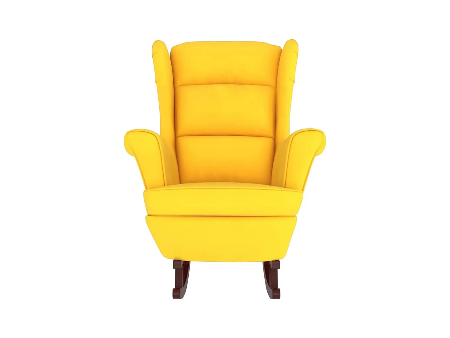 Fauteuil à bascule à oreilles en velours jaune bois massif