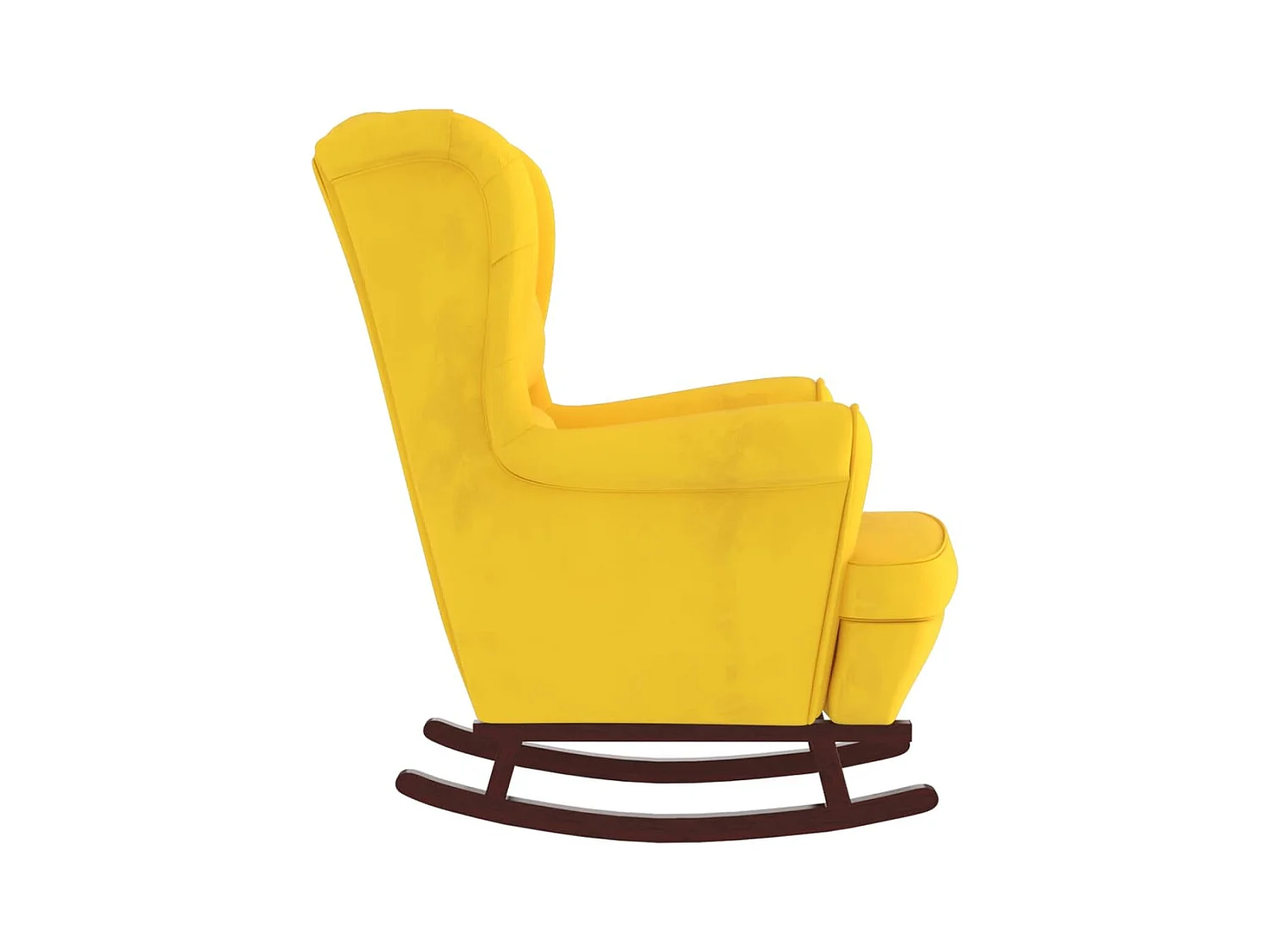 Fauteuil à bascule à oreilles en velours jaune bois massif