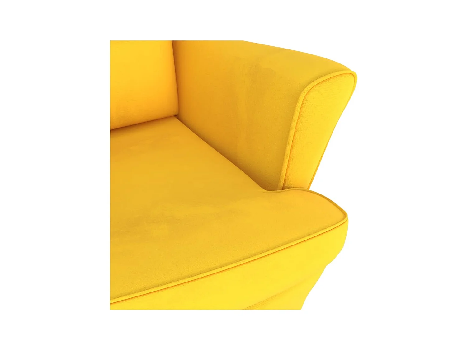 Fauteuil à bascule à oreilles en velours jaune bois massif