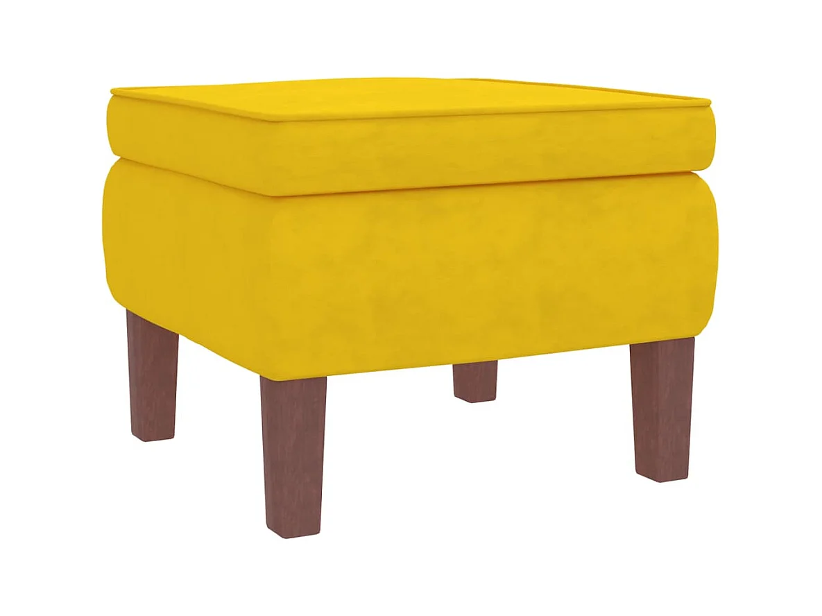 Fauteuil à bascule à oreilles en velours jaune bois massif