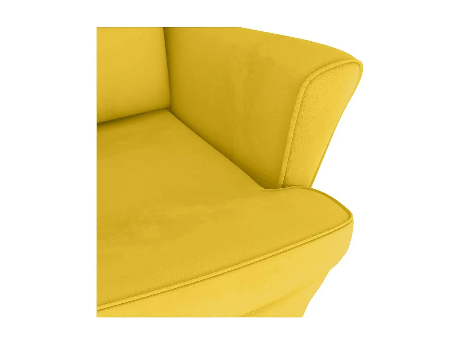 Fauteuil à bascule à oreilles en velours jaune bois massif