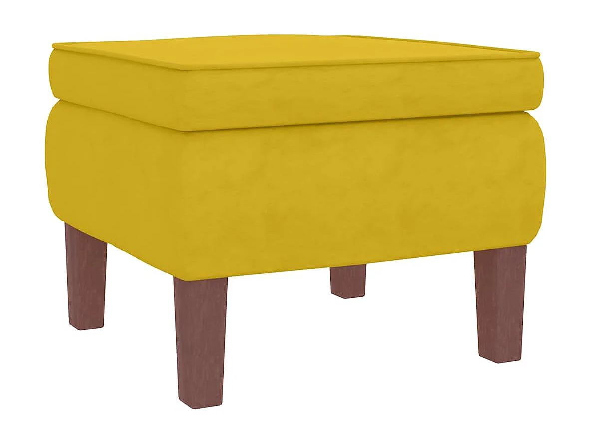 Fauteuil à bascule à oreilles en velours jaune bois massif