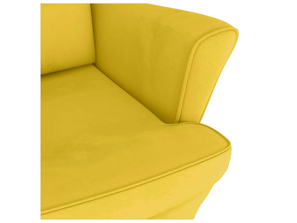 Fauteuil à bascule à oreilles en velours jaune bois massif