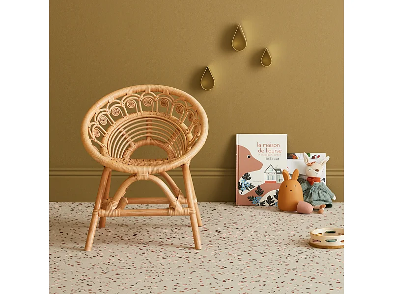 Sedia per bambini in rattan, marrone naturale