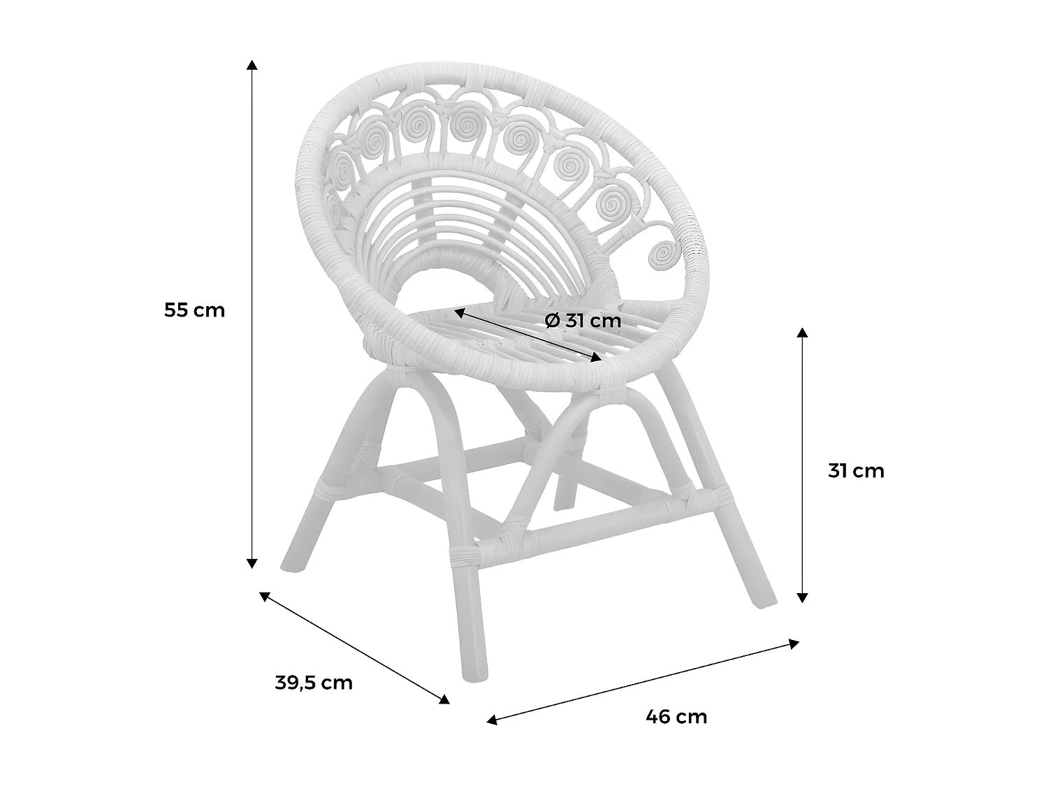 Chaise enfant en rotin Alice
