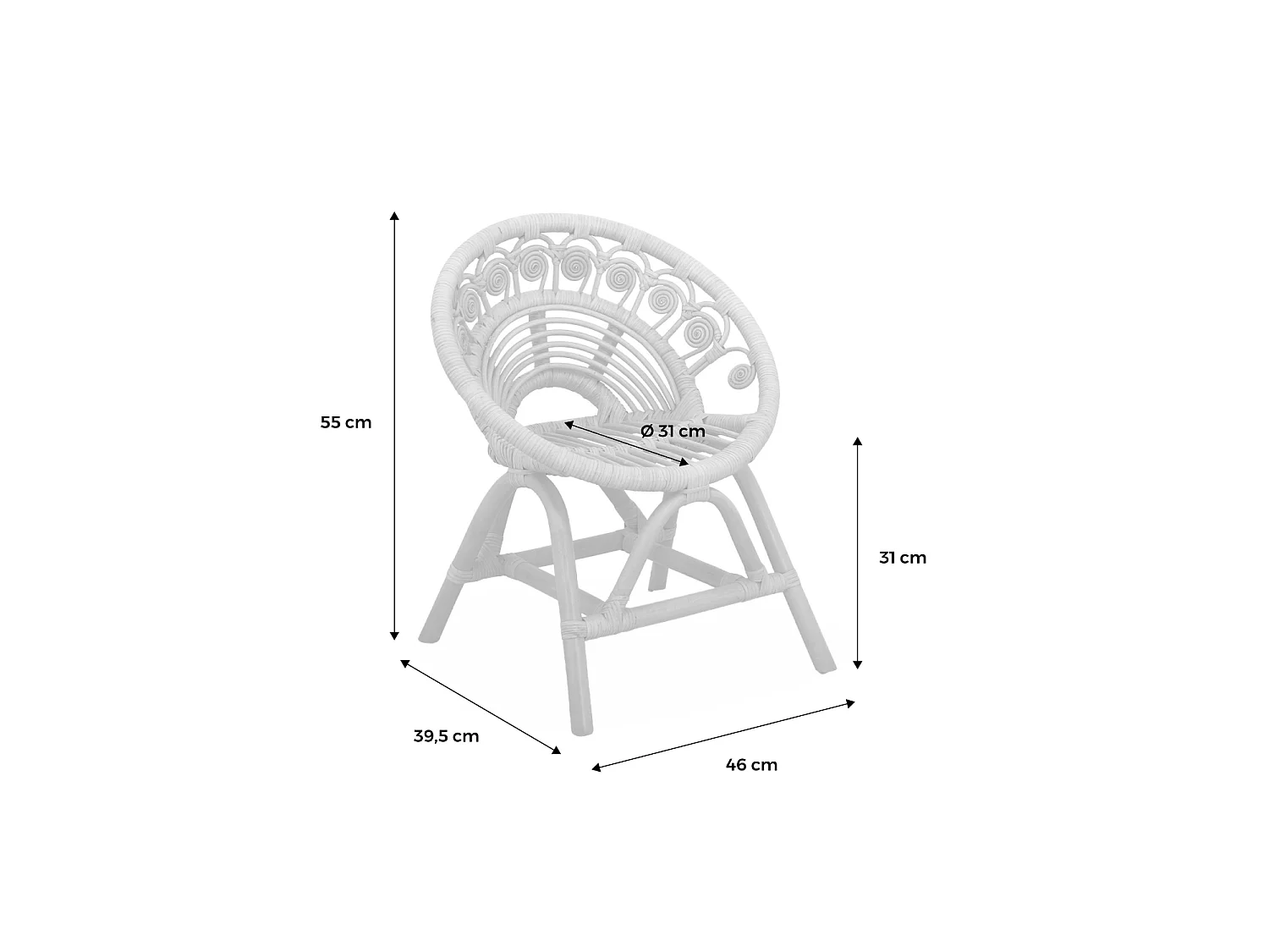 Chaise enfant en rotin Alice