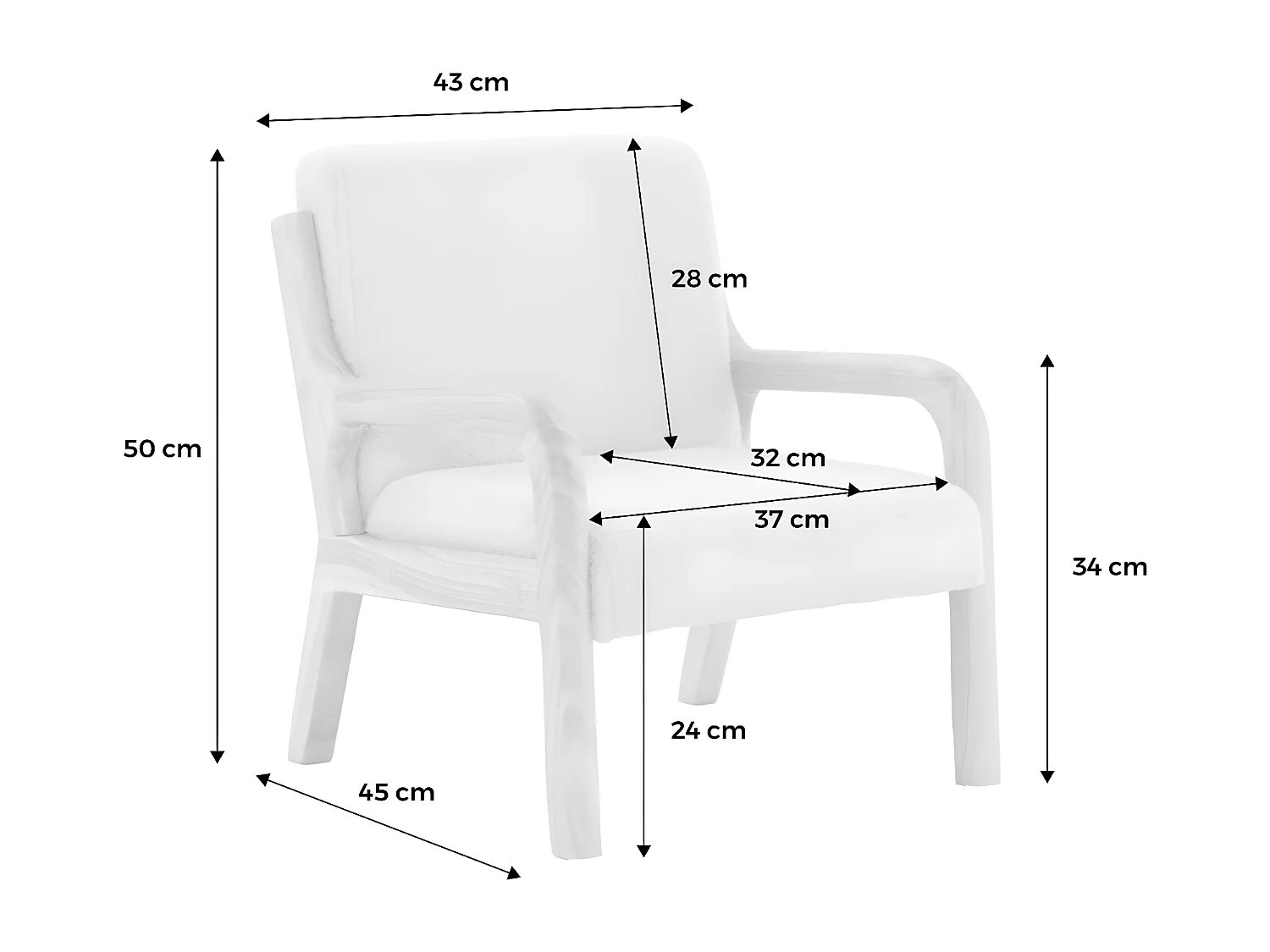 Fauteuil scandinave enfant en bois et tissu bouclette beige
