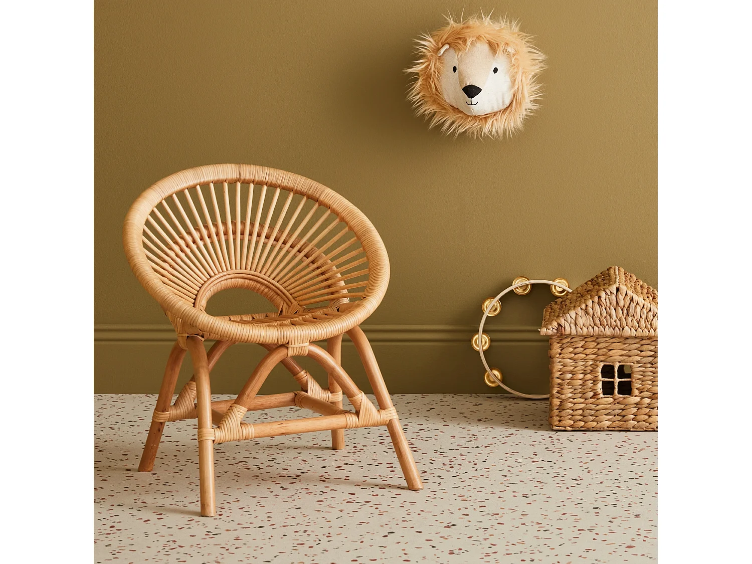 Sedia per bambini in rattan, marrone naturale