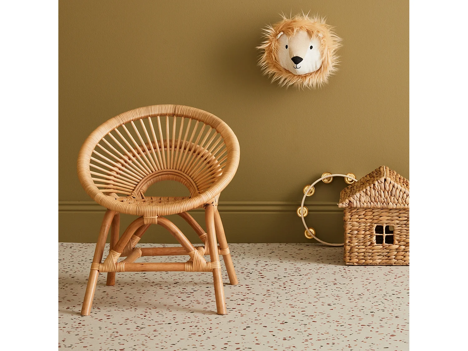 Sedia per bambini in rattan, marrone naturale