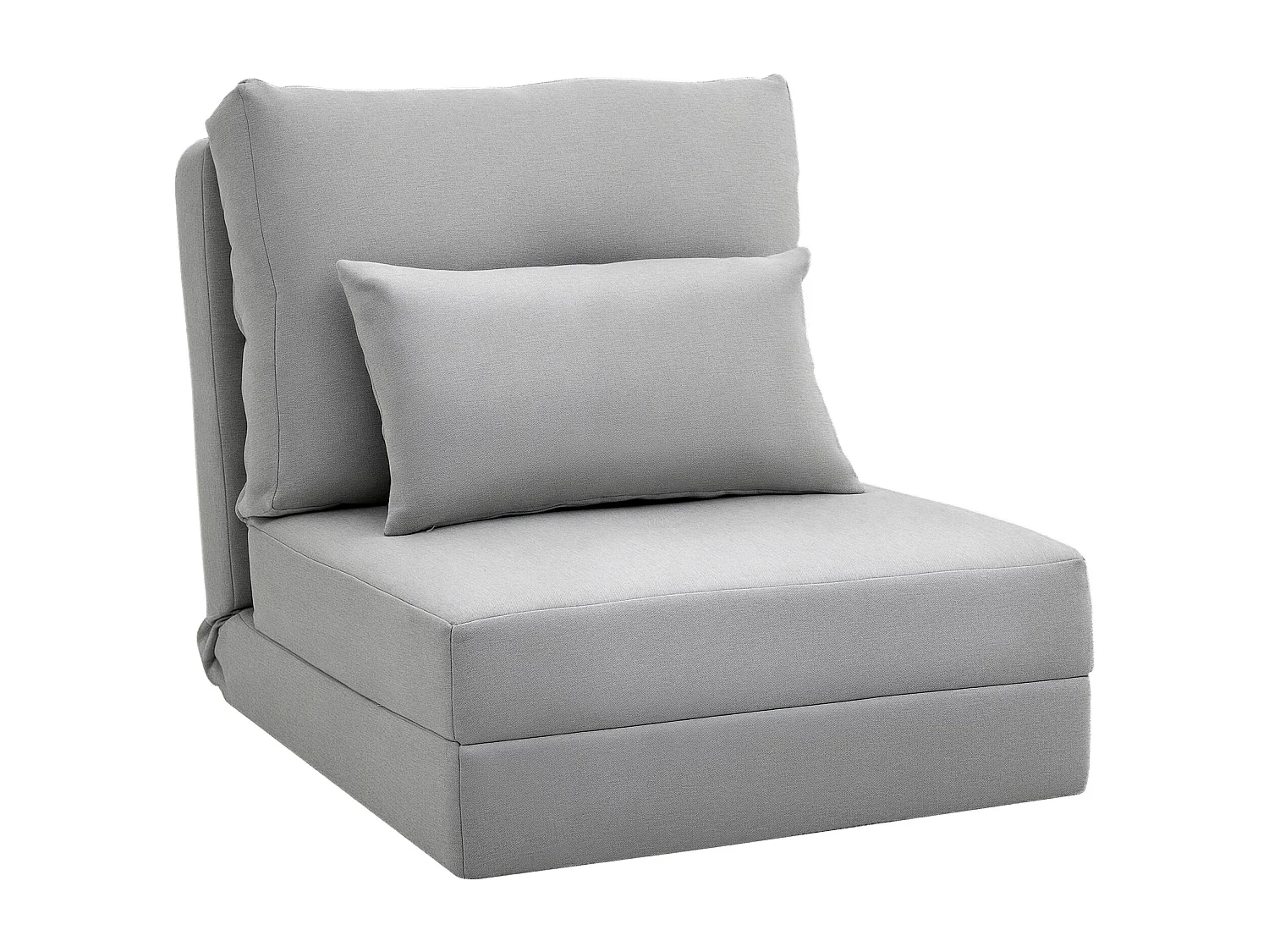 Chauffeuse dossier inclinable - fauteuil convertible - 2 coussins inclus - tissu lin gris clair