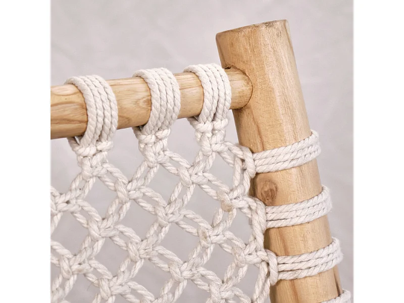 Fauteuil bas lounge incliné en bois de teck et coton blanc - TALA