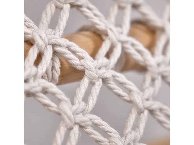 Fauteuil bas lounge incliné en bois de teck et coton blanc - TALA