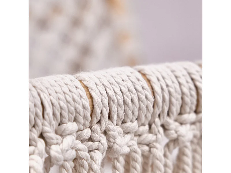 Fauteuil bas lounge incliné en bois de teck et coton blanc - TALA