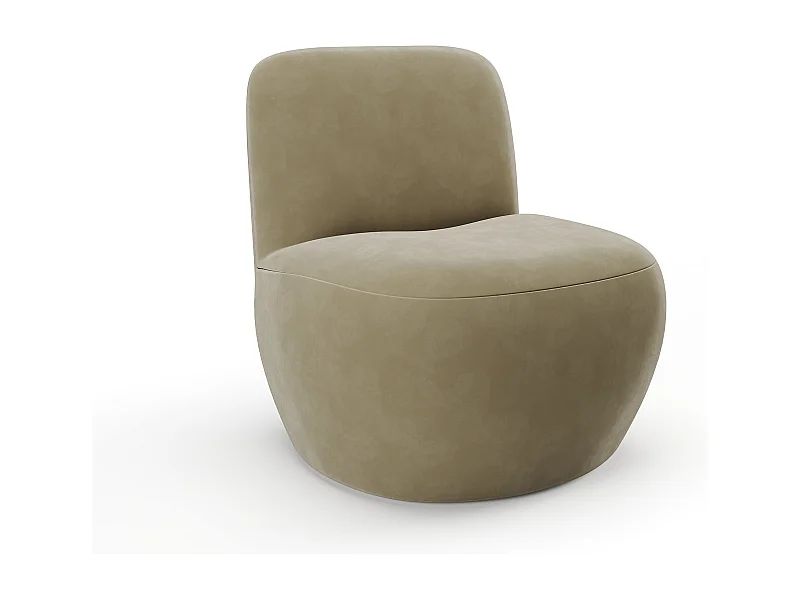 Fauteuil en tissu velours beige