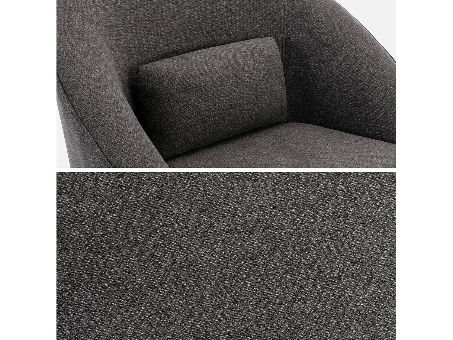 Sillón giratorio de tela 360º con cojín gris oscuro