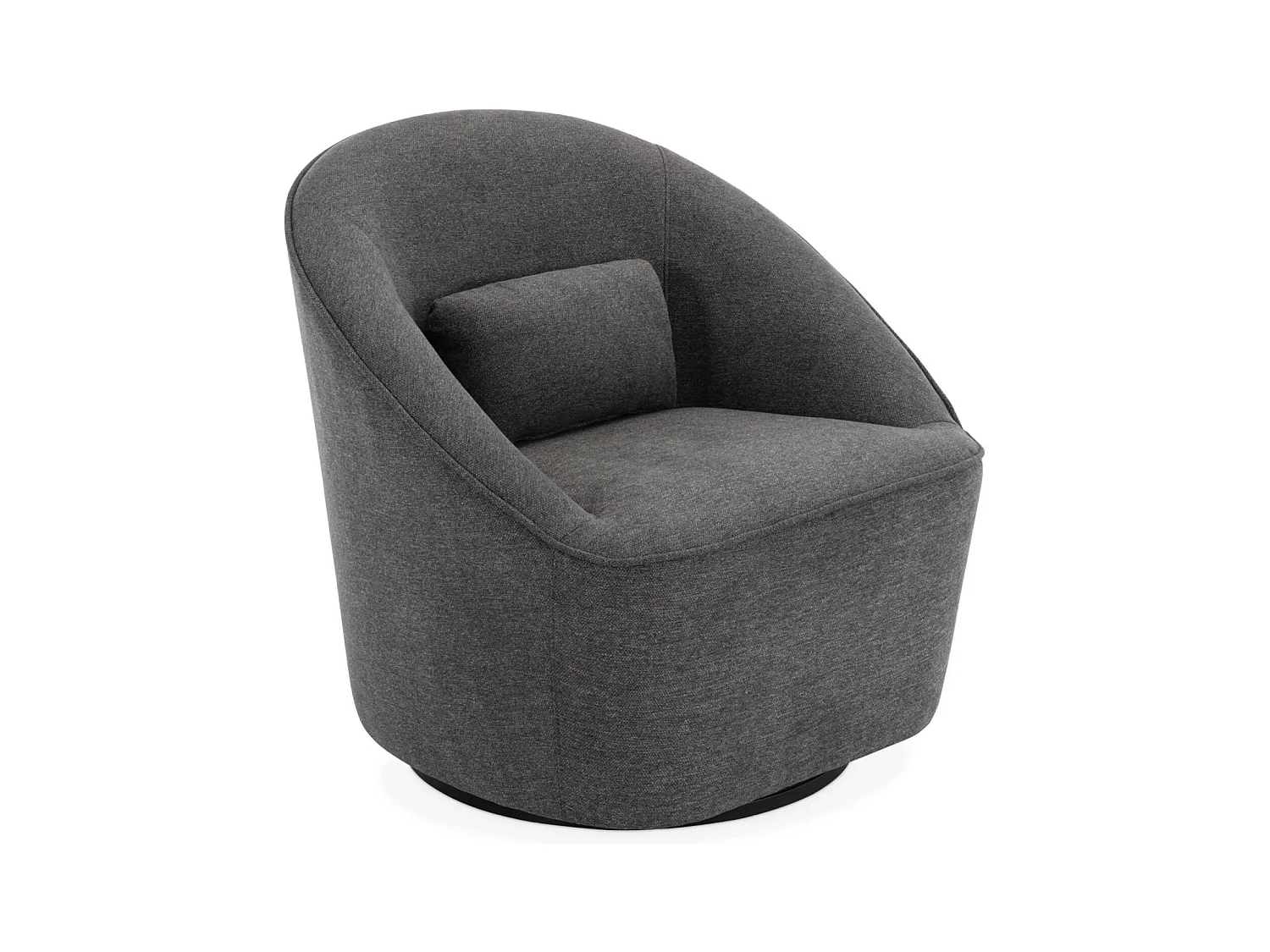 Fauteuil pivotant 360° en tissu gris foncé avec coussin. LANA L 80 x P 73 x H77cm