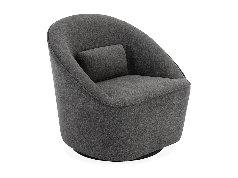 Fauteuil pivotant 360° en tissu gris foncé avec coussin. LANA L 80 x P 73 x H77cm