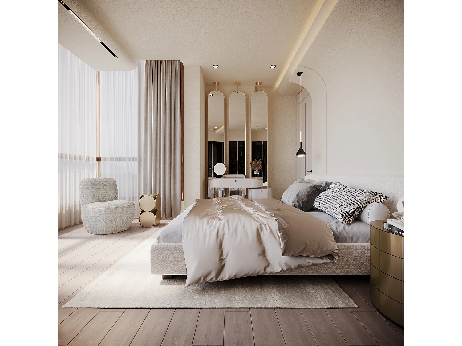 Fauteuil en tissu bouclette gris clair