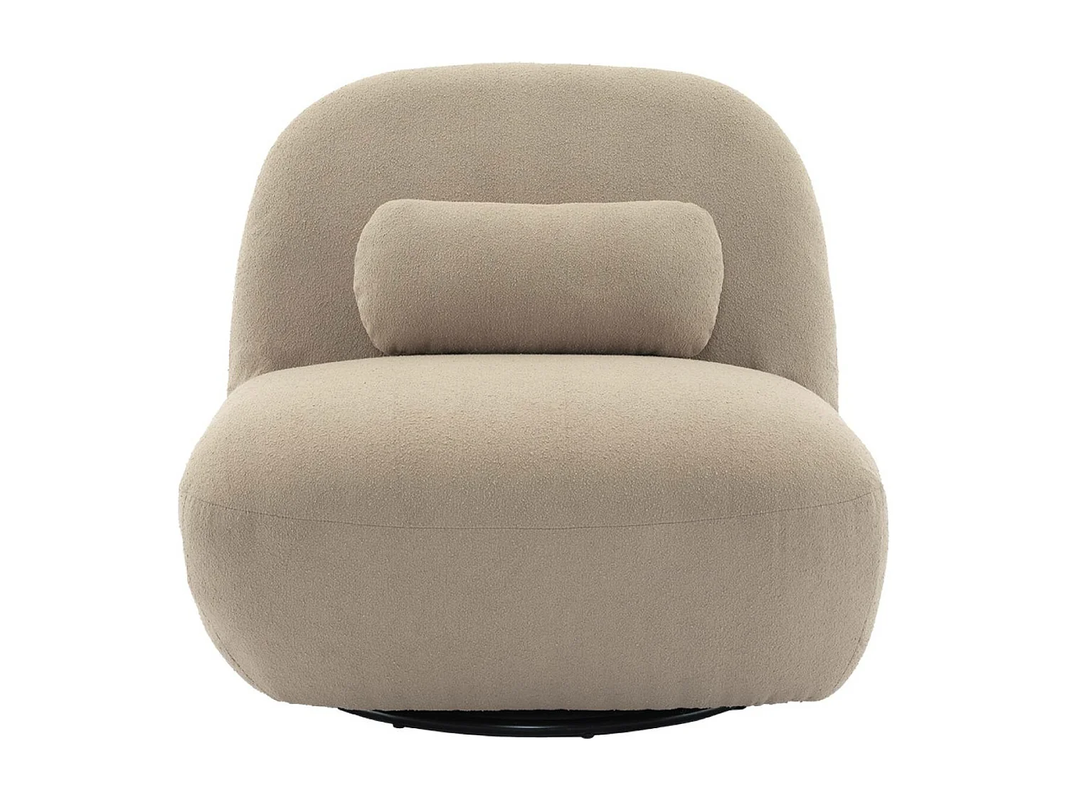 Fauteuil pivotant 360° en bouclette texturée beige. piètement en métal noir mat - SPINO