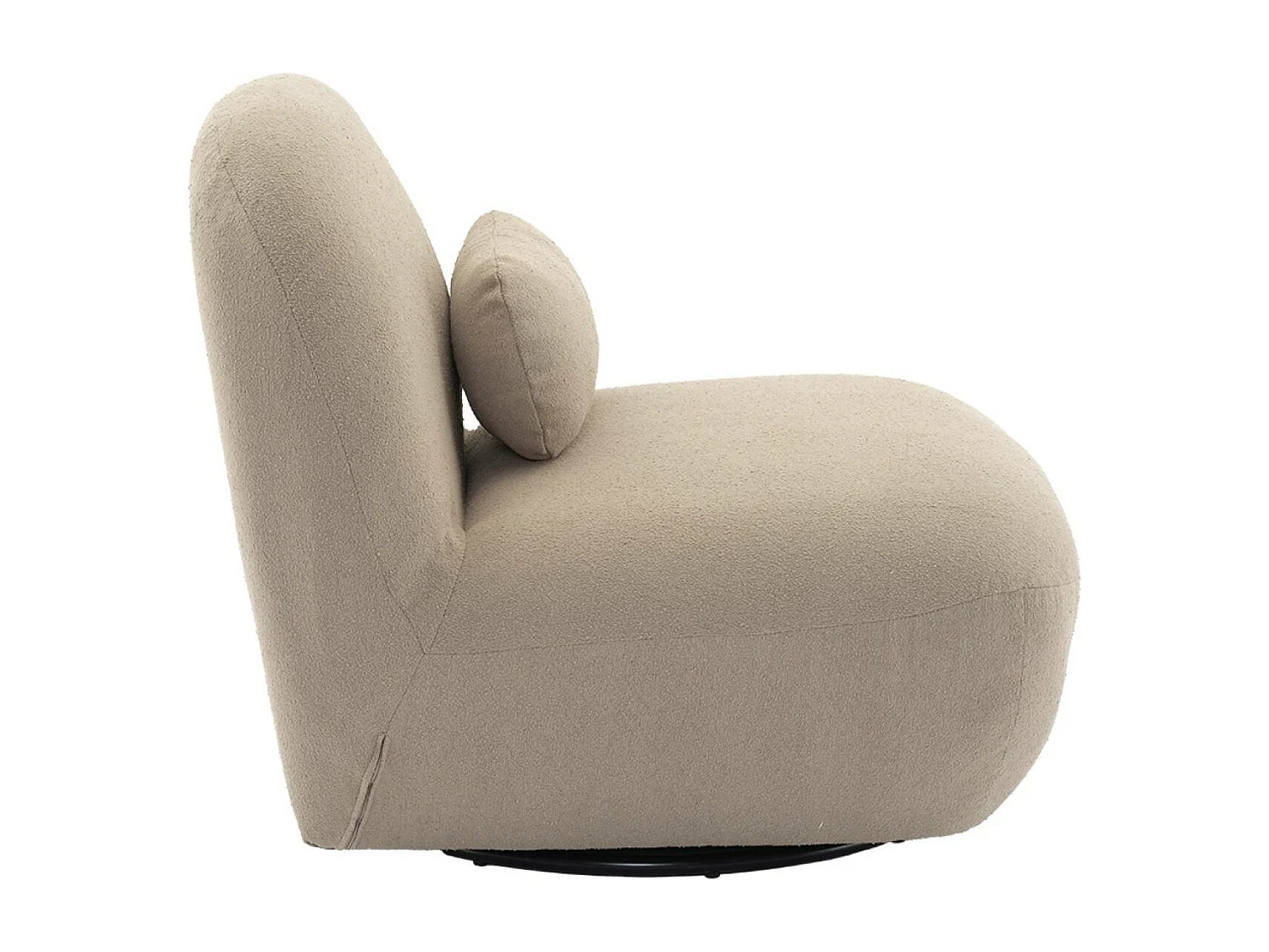 Fauteuil pivotant 360° en bouclette texturée beige. piètement en métal noir mat - SPINO