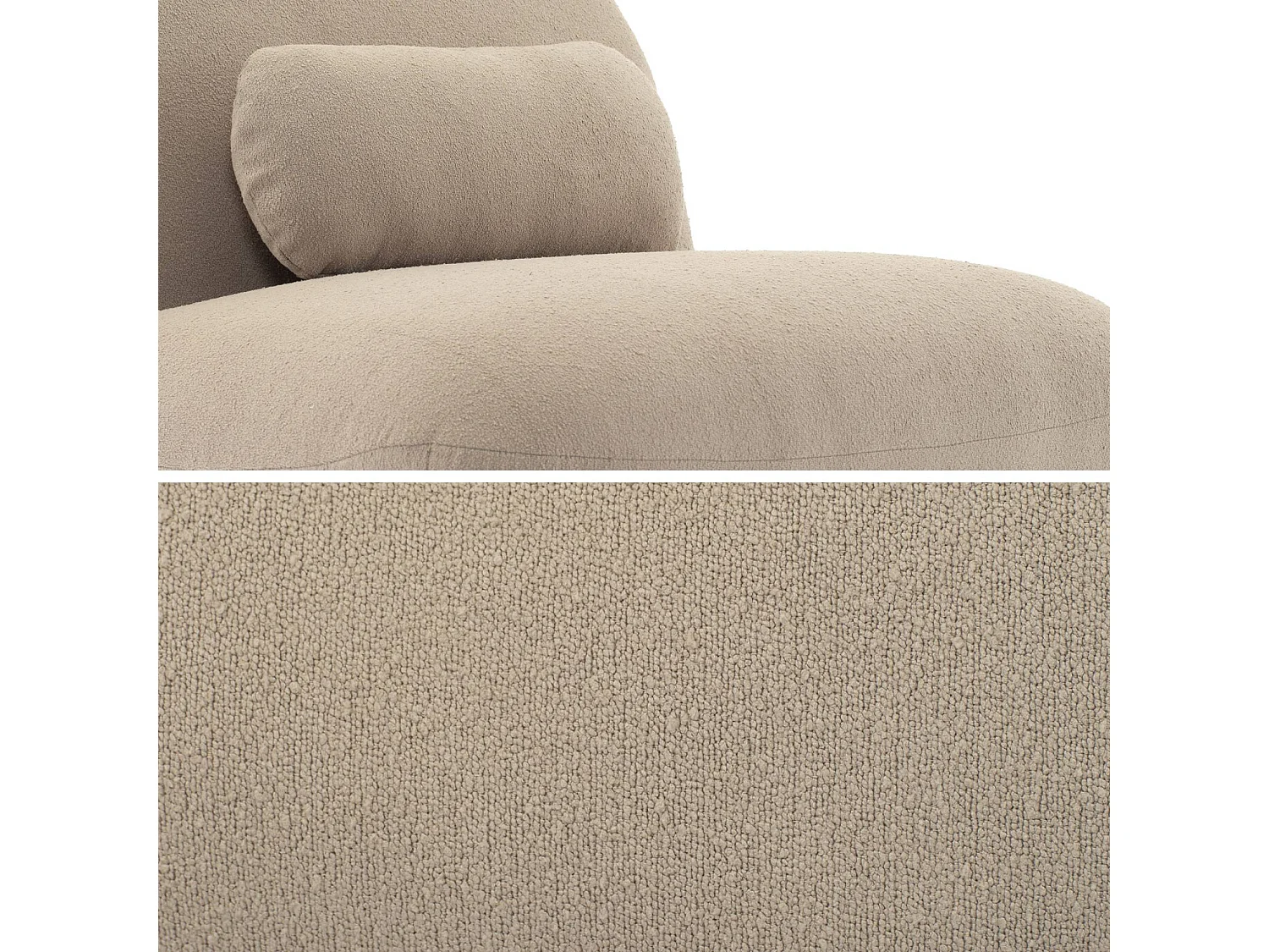 Fauteuil pivotant 360° en bouclette texturée beige. piètement en métal noir mat - SPINO