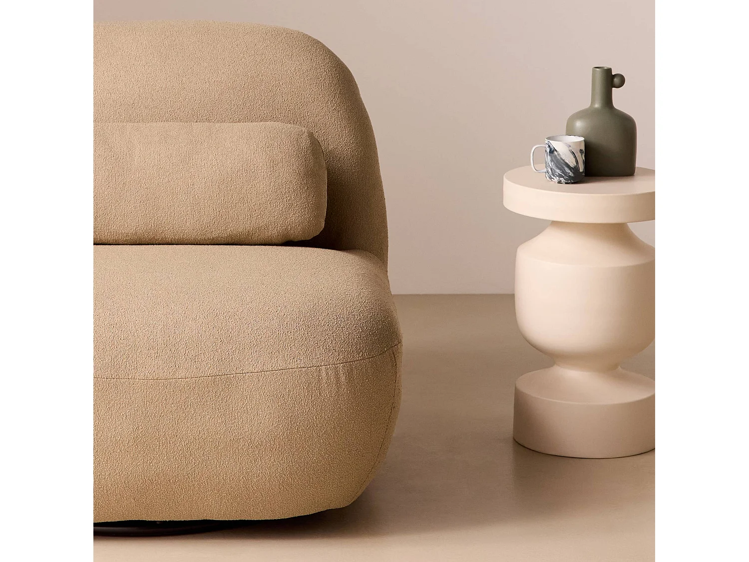 Poltrona girevole 360° bouclé, beige