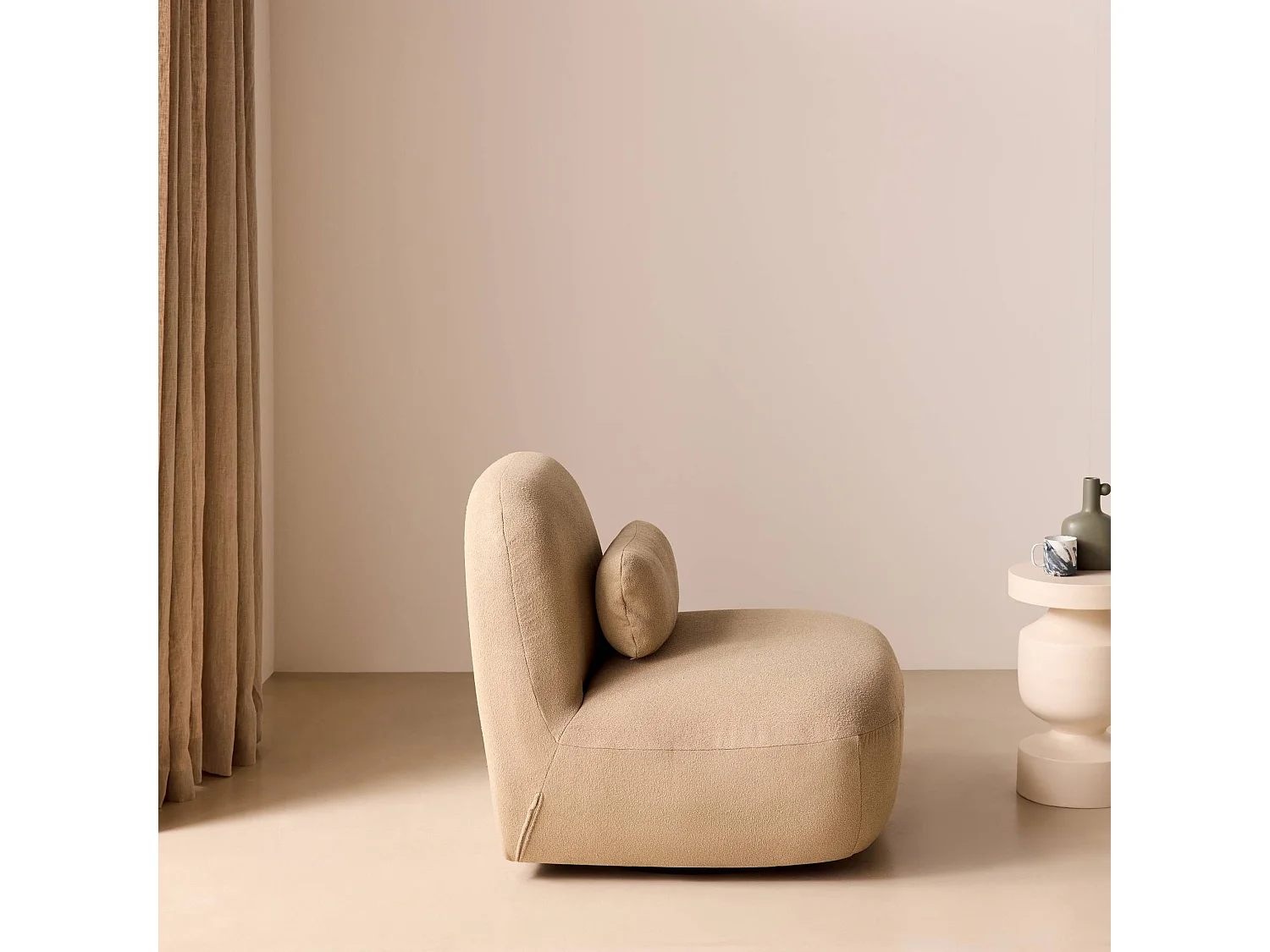 Poltrona girevole 360° bouclé, beige