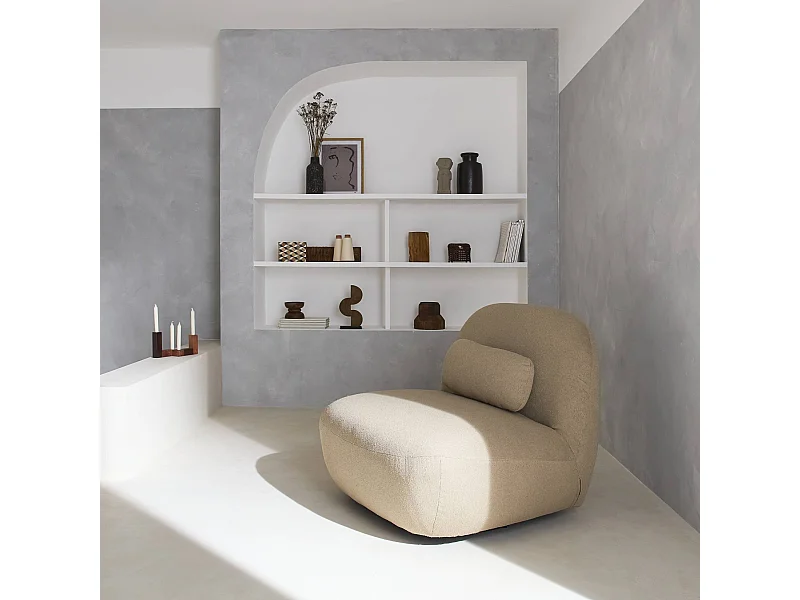 Poltrona girevole 360° bouclé, beige