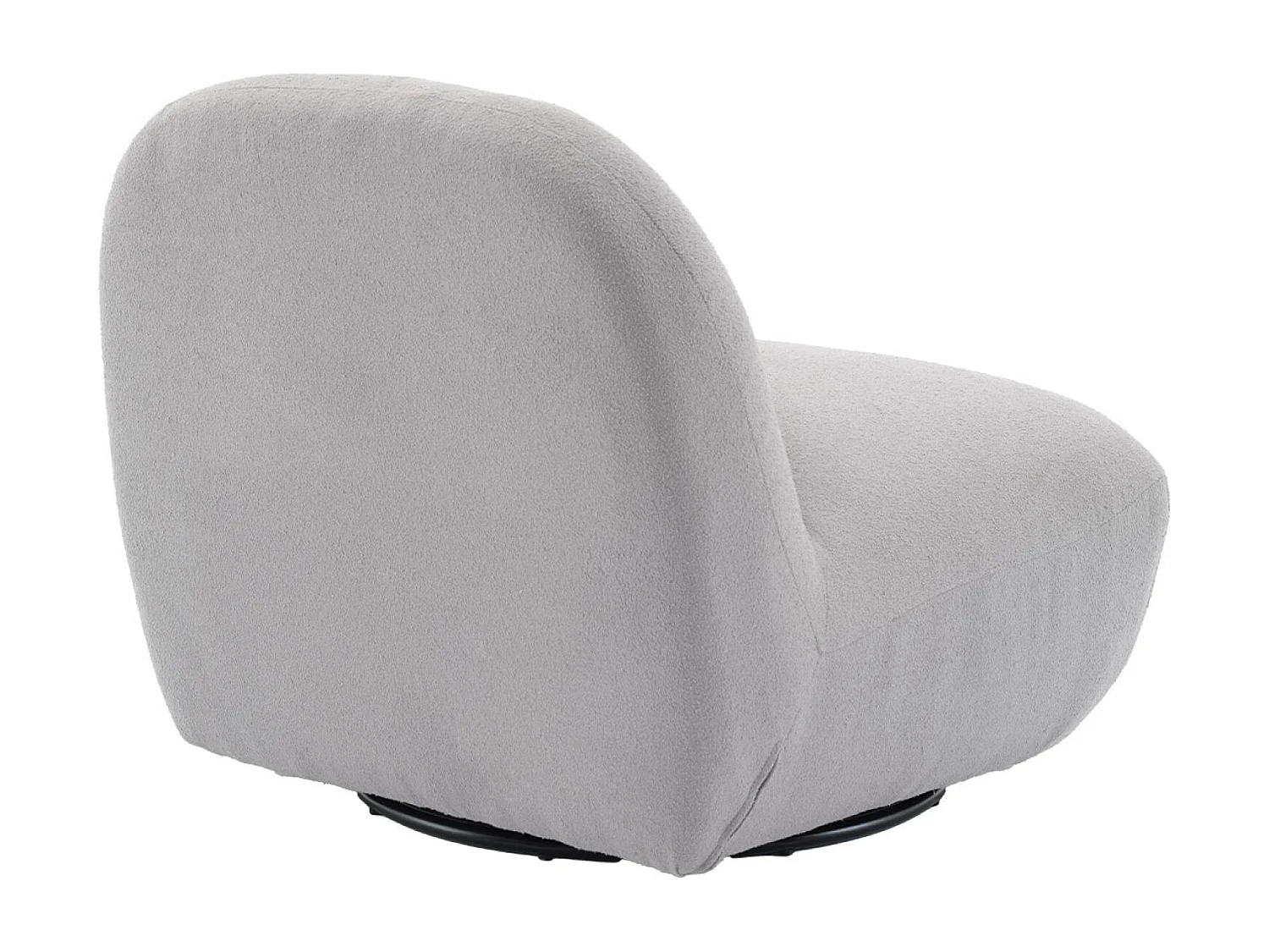 Fauteuil pivotant 360° en bouclette texturée gris clair. piètement en métal noir mat - SPINO