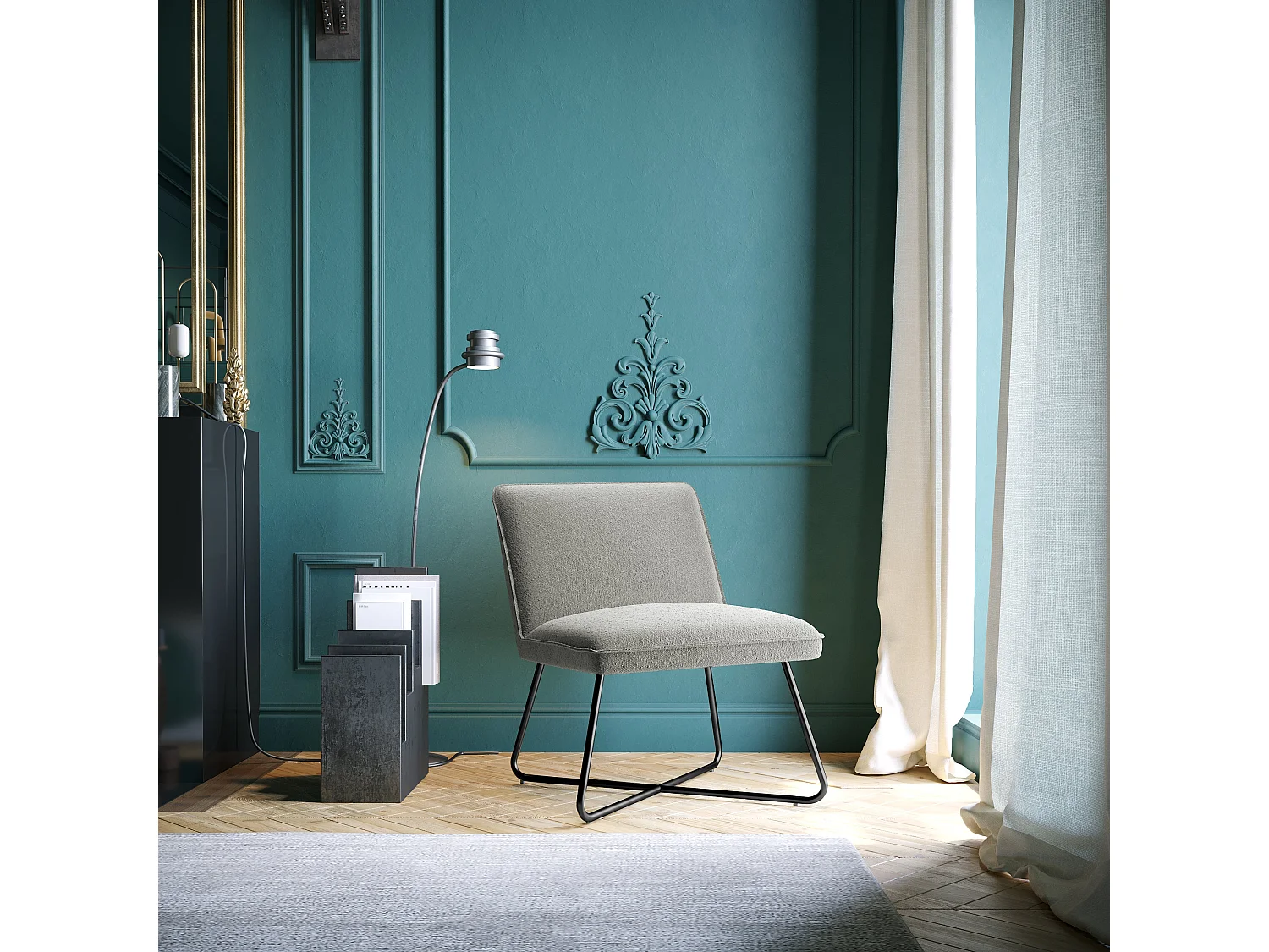 Fauteuil en bouclette taupe