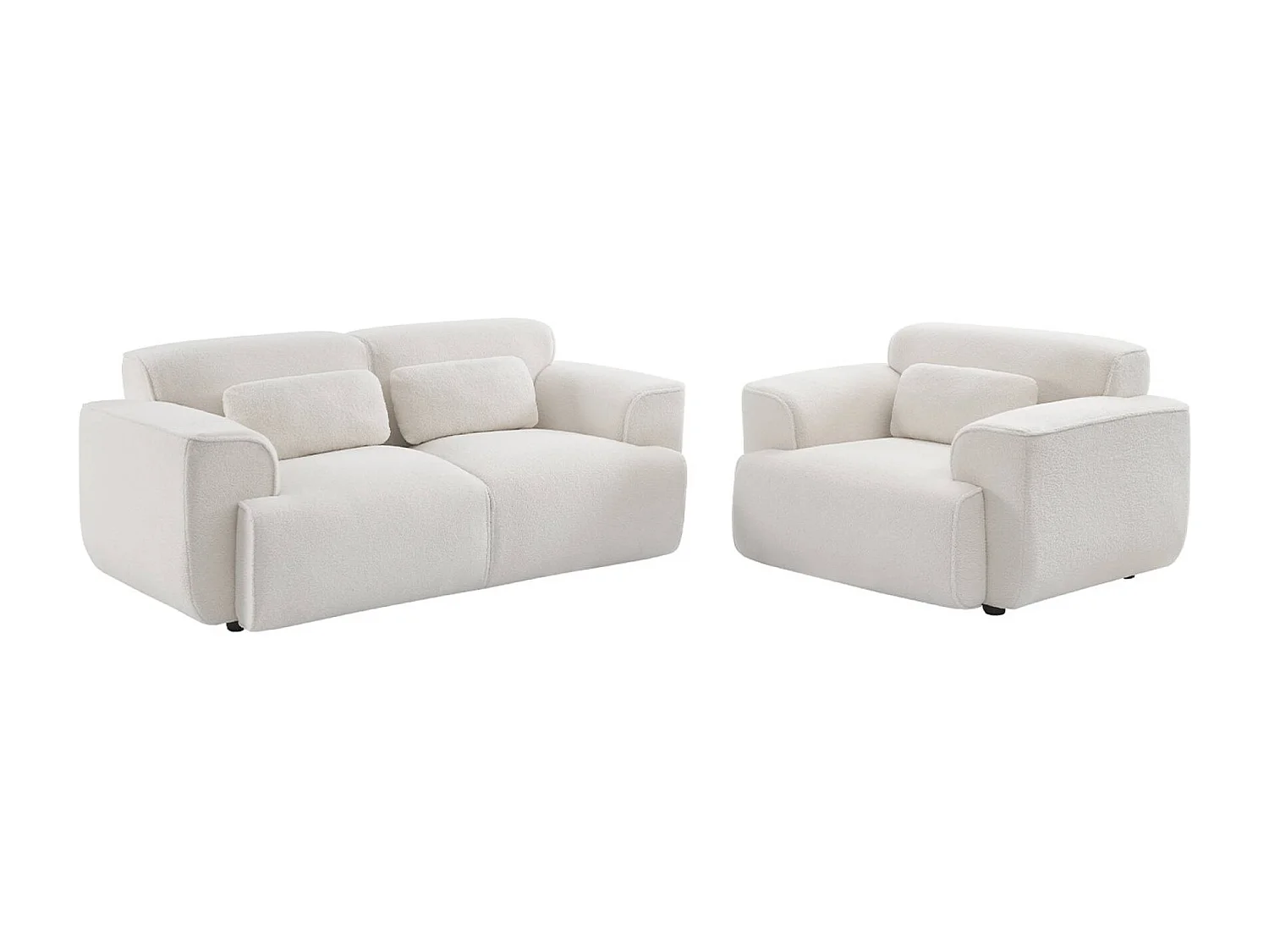 Poltrona 1 posto tessuto bouclé, bouclé bianco