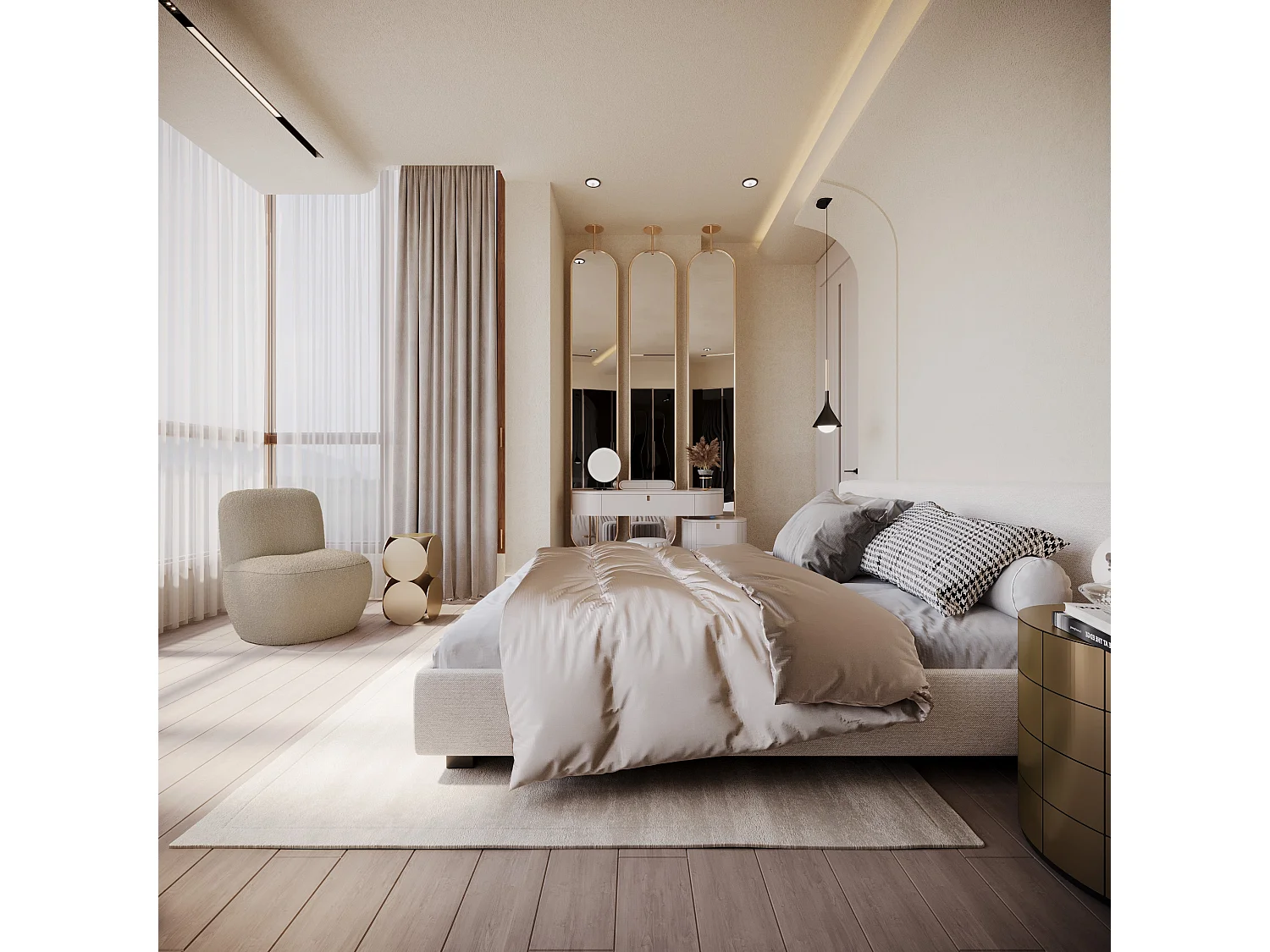 Fauteuil en tissu bouclette taupe