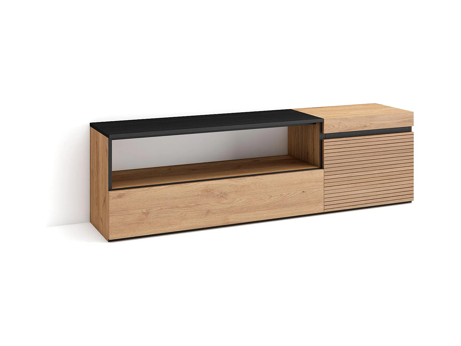 TV-Meubel, Lowboard, 150x35x45cm, Voor tv's tot 65", TV-Tafel, Eiken