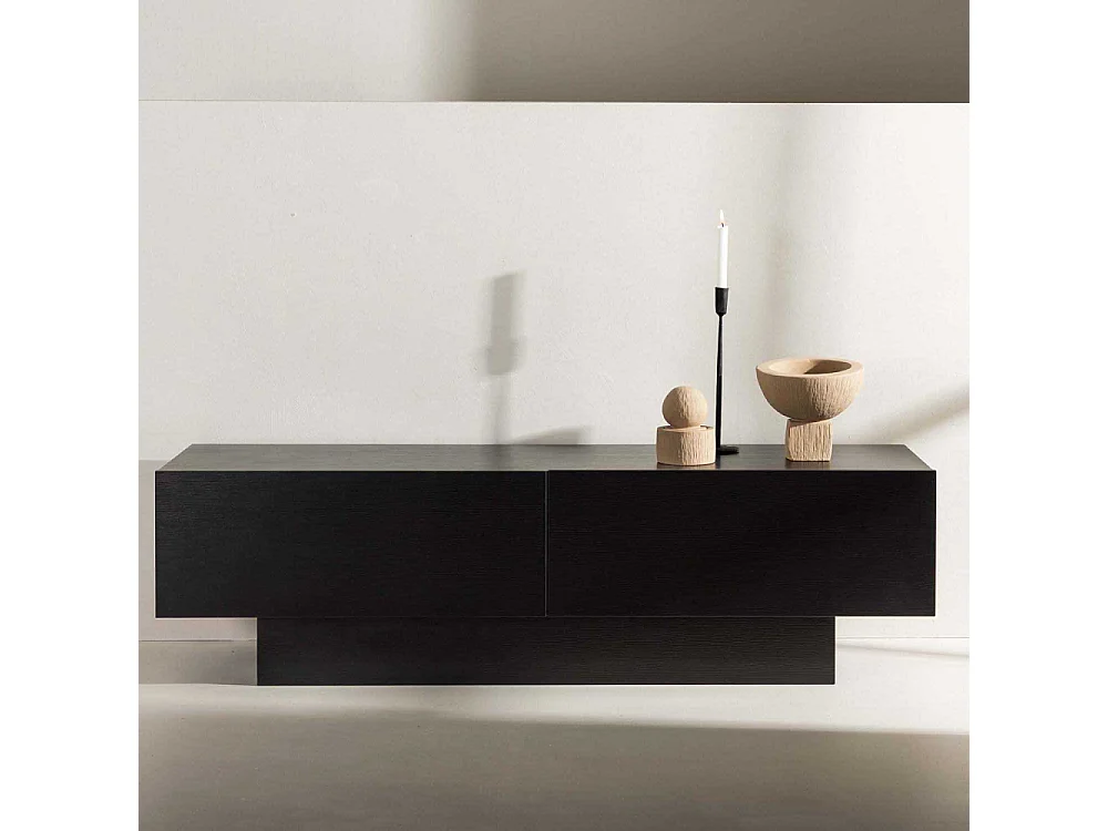 Meuble TV 2 Portes "Cuenca" 160cm Noir