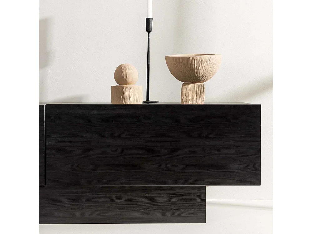 Meuble TV 2 Portes "Cuenca" 160cm Noir