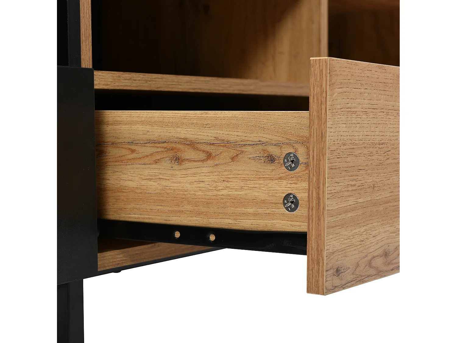 Mobile TV moderno dal design nero e legno con ampio spazio di archiviazione Modai