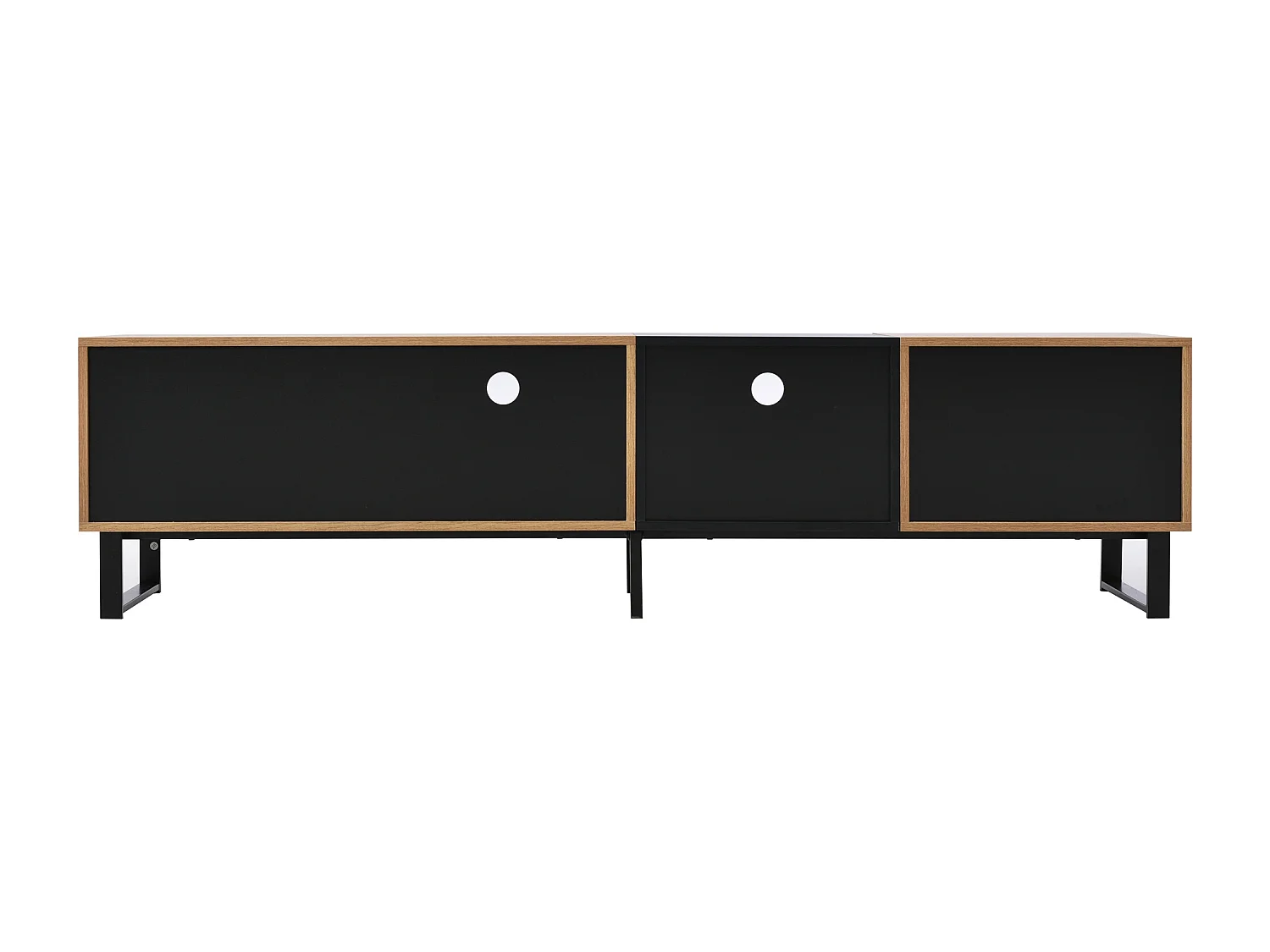 Mobile TV moderno dal design nero e legno con ampio spazio di archiviazione Modai