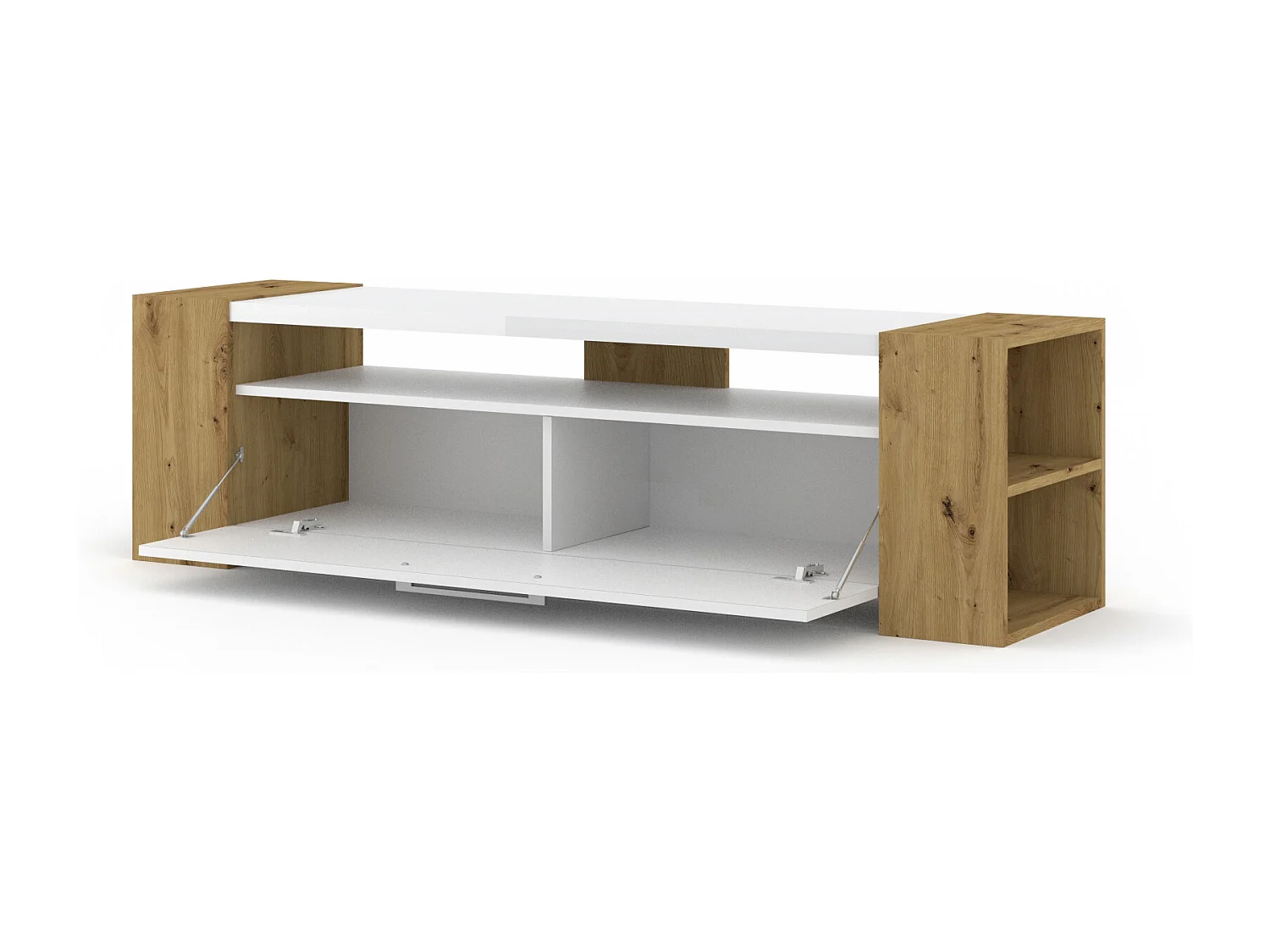 Mueble de TV LIVIA 160 cm roble artesano / blanco brillante