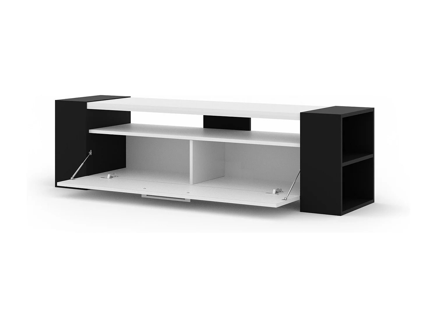 Meuble TV LIVIA 160 cm noir / blanc brillant