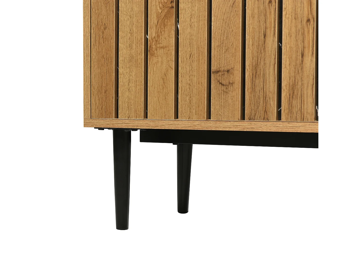 URBAN MEUBLE Meuble TV moderne extensible effet marbre noir et bois PVC pieds en acier noir