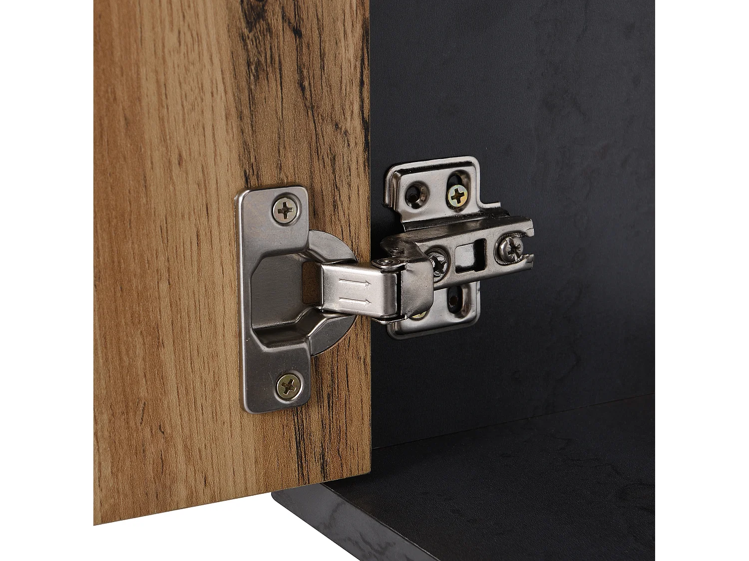 Meuble TV gris et verre ondulé avec 3 portes battants niche ouvert rangement 200 x 40 COVUNS