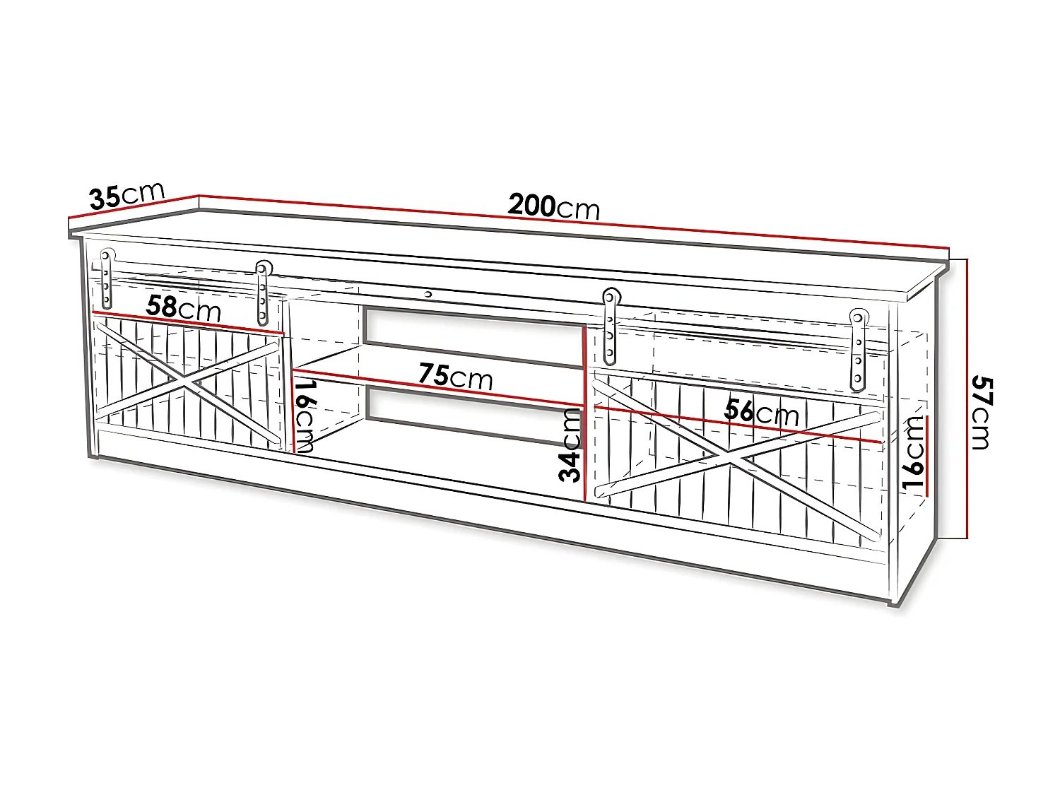 Meuble TV GRANIO avec cheminée style industriel vintage