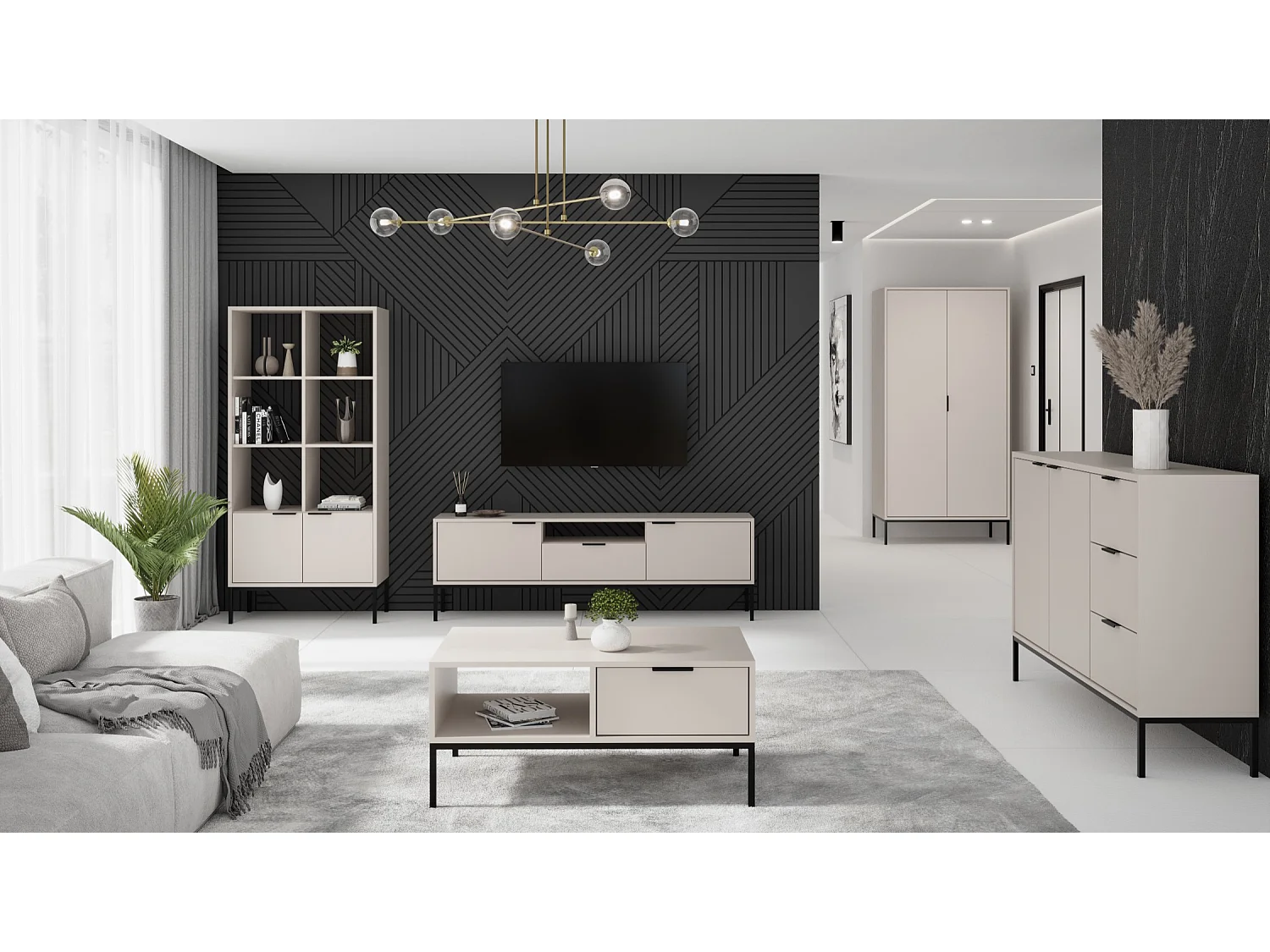 Szafka RTV AUSTIN 175 kaszmir/czarna