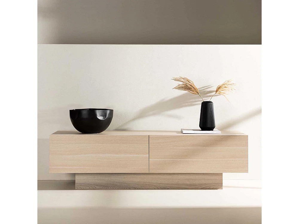 Meuble TV 2 Portes "Cuenca" 160cm Naturel