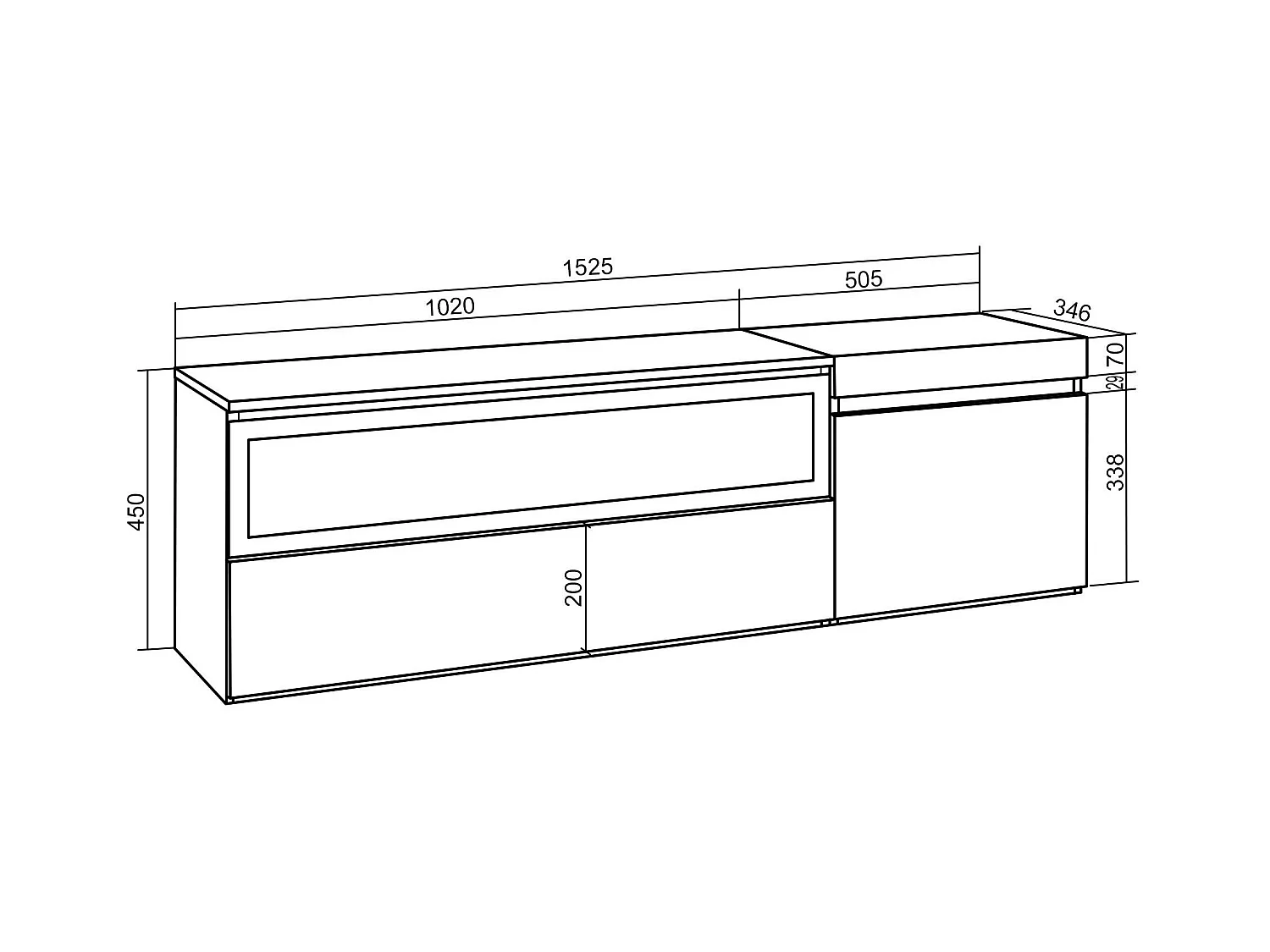 Meuble TV | Banc Télé, 150x35x45cm, Pour les TV jusqu'à 65", Cheminée électrique, Chêne
