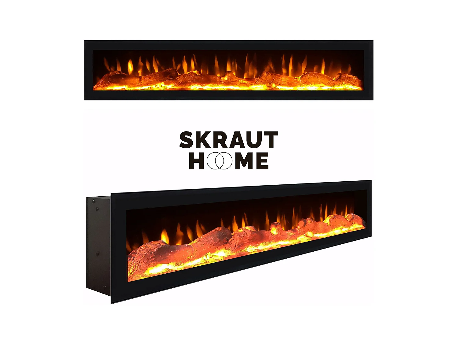 Meuble TV | Banc Télé, 150x35x45cm, Pour les TV jusqu'à 65", Cheminée électrique, Chêne