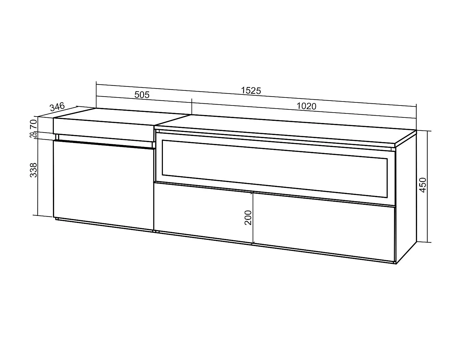 Meuble TV | Banc Télé, 150x35x45cm, Pour les TV jusqu'à 65", Cheminée électrique, Chêne