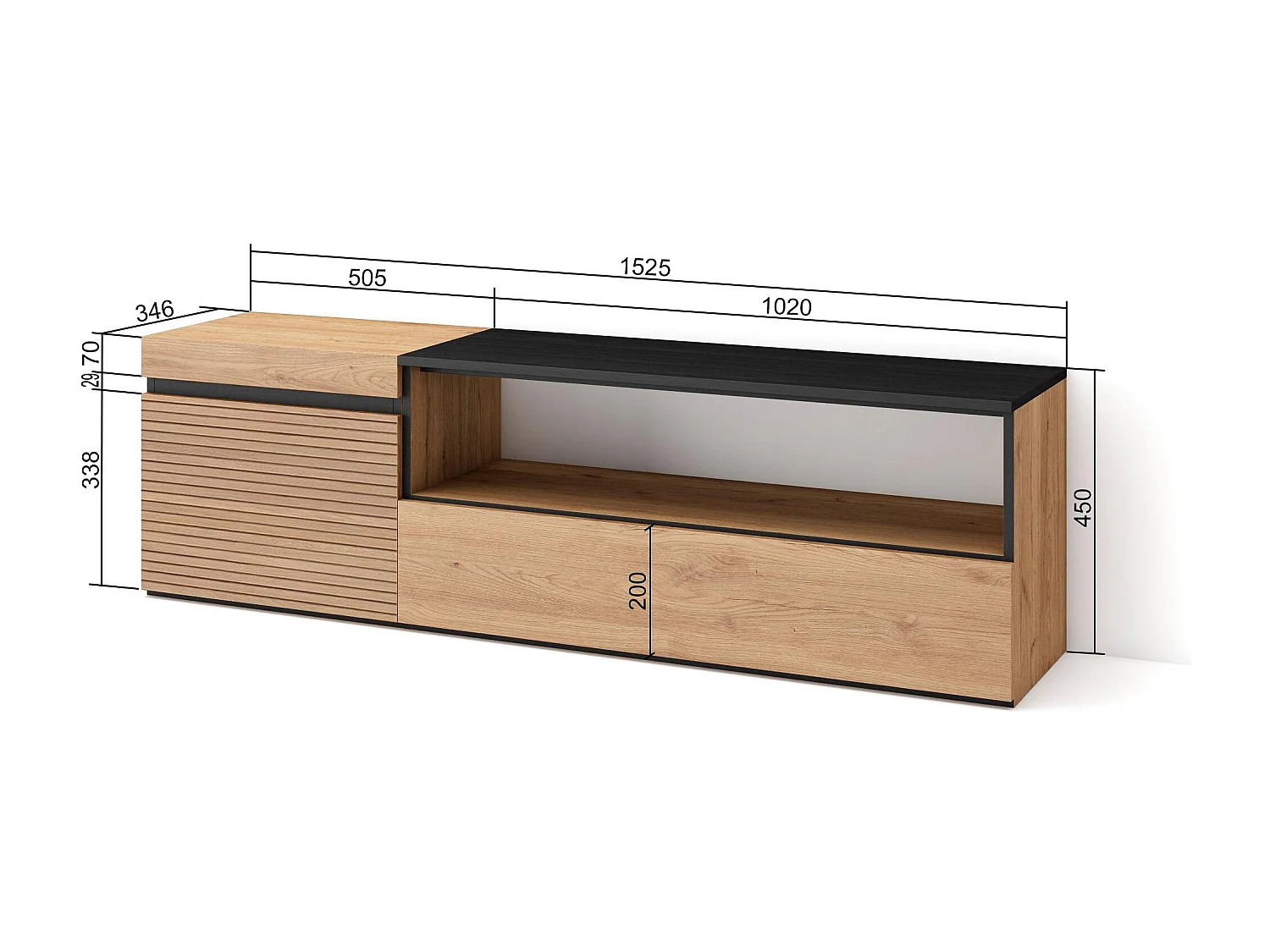 Móvel de TV, 150x35x45cm, Para televisores até 65", Estante para TV, Carvahlo