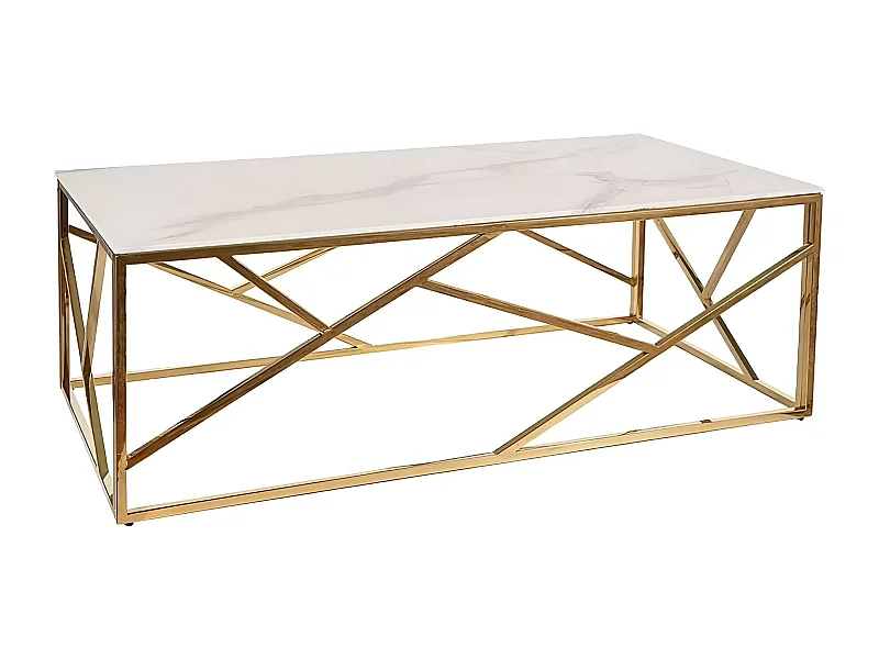 Table Basse Escada GLW/Verre/Blanc&Or