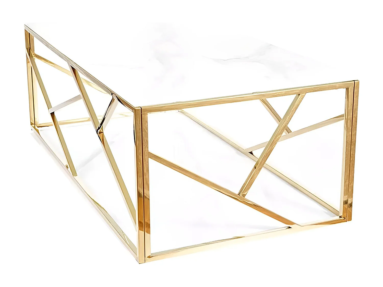 Table Basse Escada GLW/Verre/Blanc&Or